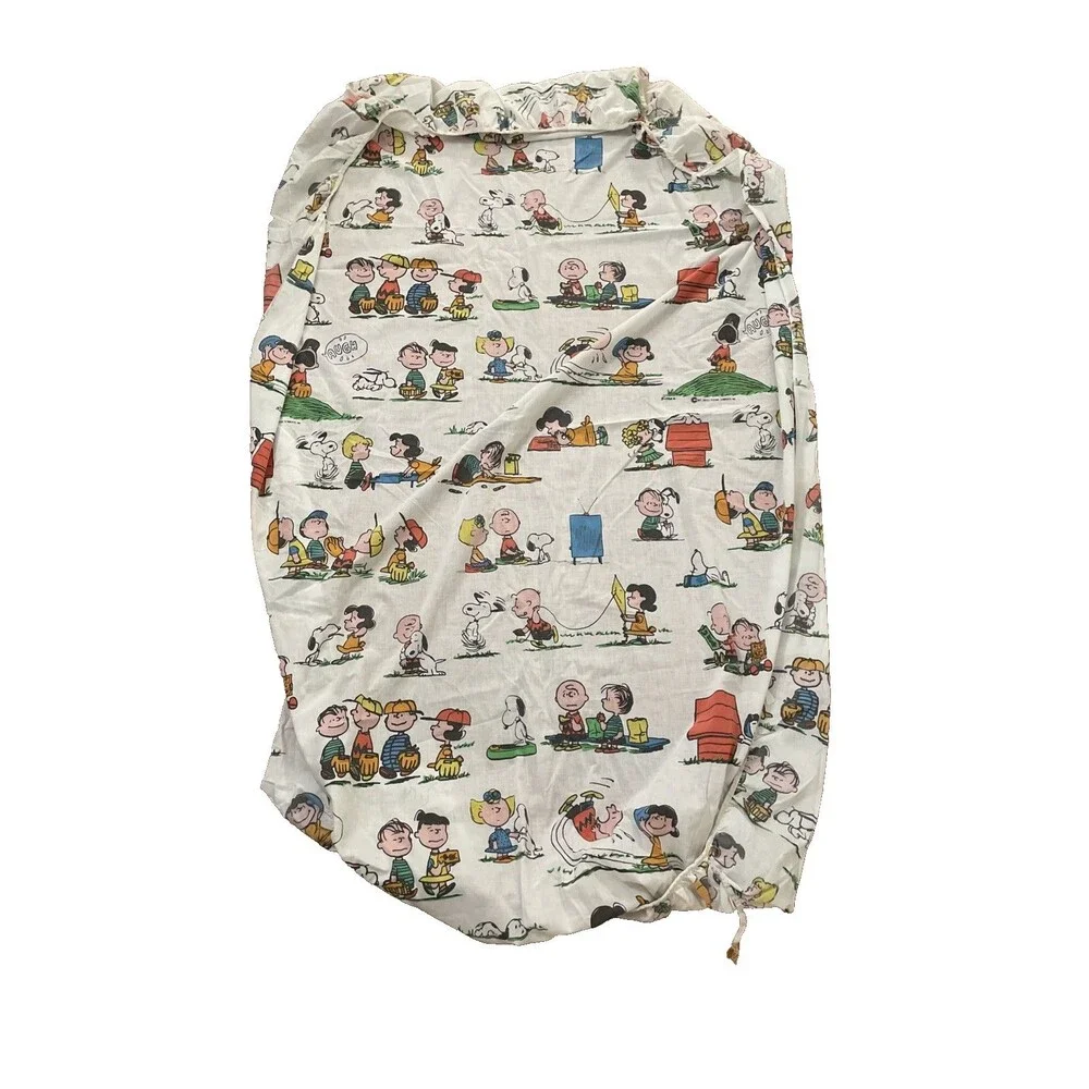 Vintage 1970s Peanuts Snoopy Twin Fitted Sheet Pillowcase Sears Perma Prest